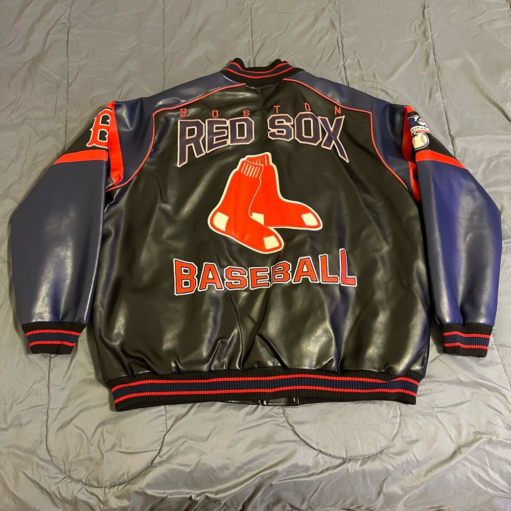 VTG Y2K Boston Red Sox Pleather Varsity Jacket Size XXL MLB